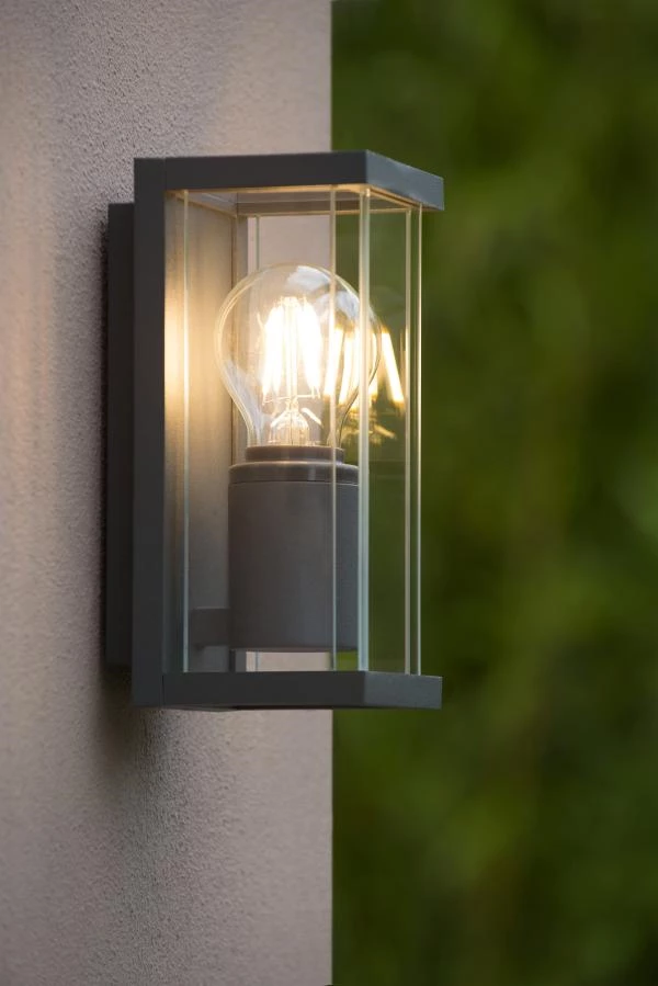 Lucide CLAIRE - Wall light Indoor/Outdoor - 1xE27 - IP54 - Anthracite - ambiance 1